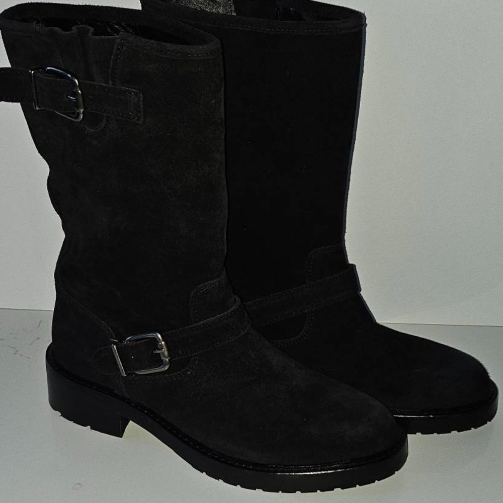 Osprey Black Suede Moto Boots, Sz. 8, Made in Portugal NWOT